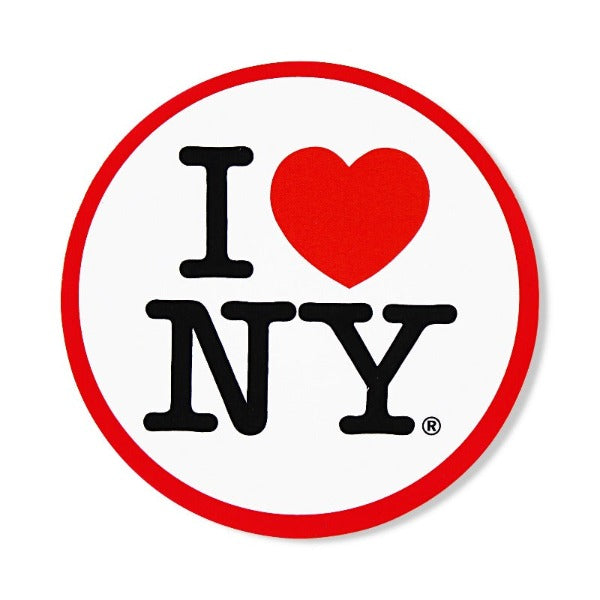 3x3in Circular "I Love NY" White w/ Red Trim New York Sticker | I Love New York Souvenirs