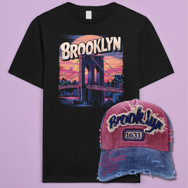Brooklyn Sunset T-Shirt and Trucker Hat Combo