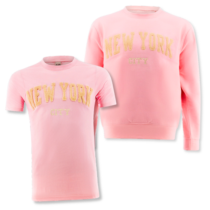 NEW YORK CITY Chenille Applique Shirt & Pullover Bundle (4 Colors)