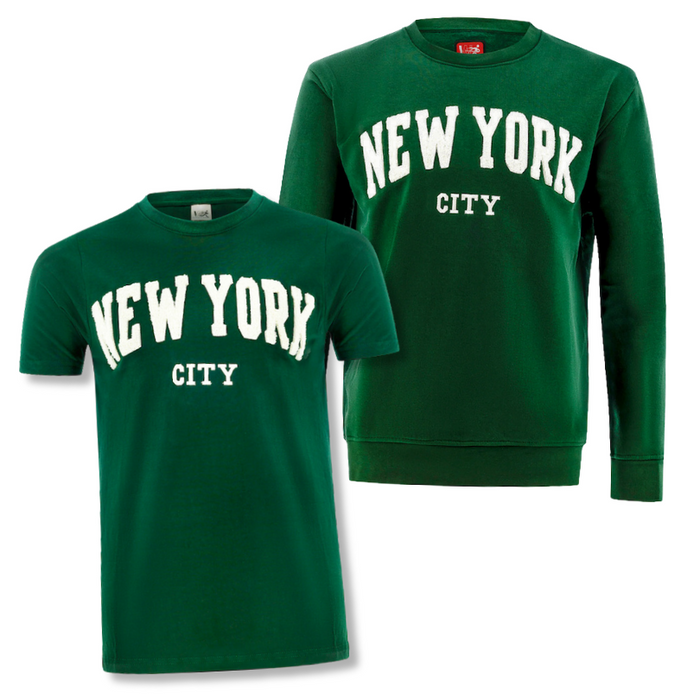 NEW YORK CITY Chenille Applique Shirt & Pullover Bundle (4 Colors)