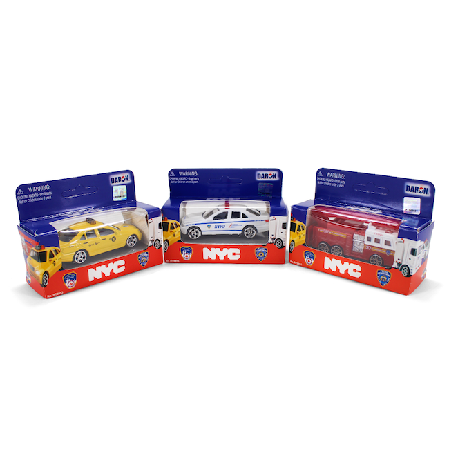 New York City Die-cast Box Cars | FDNY Fire Truck | Yellow Cab Taxi | NYPD Patrol Car