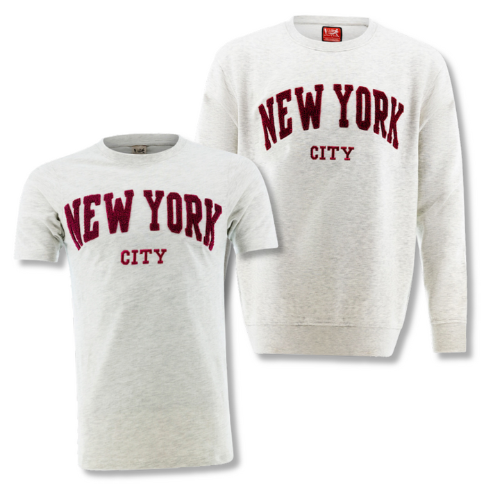 NEW YORK CITY Chenille Applique Shirt & Pullover Bundle (4 Colors)