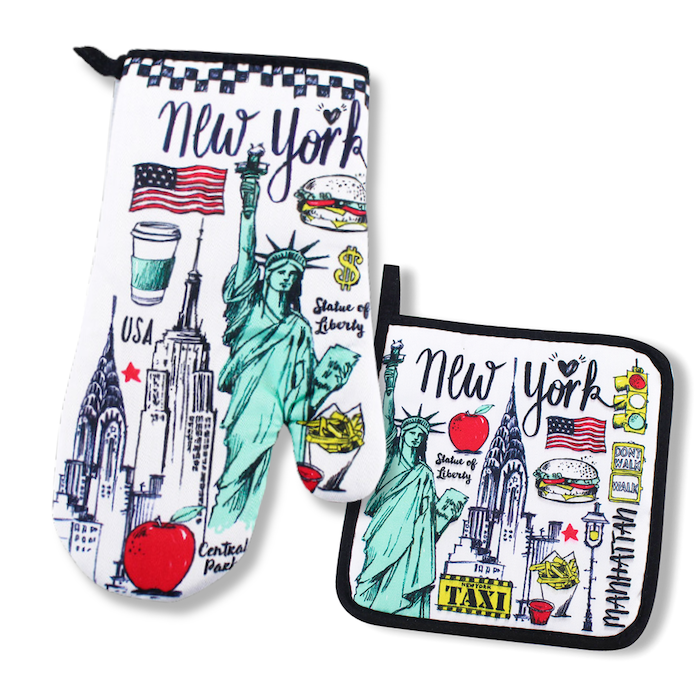 Staple Themes of New York Oven Mitt & Pot Holder Combo