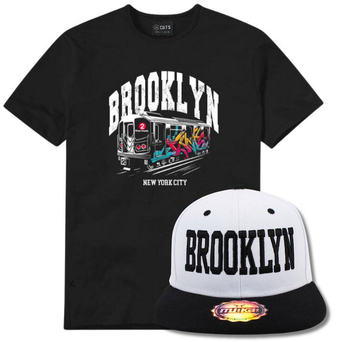 Kings County Brooklyn Metro Graffiti Shirt & Snapback Hat Combo | Brooklyn Shirt & Hat