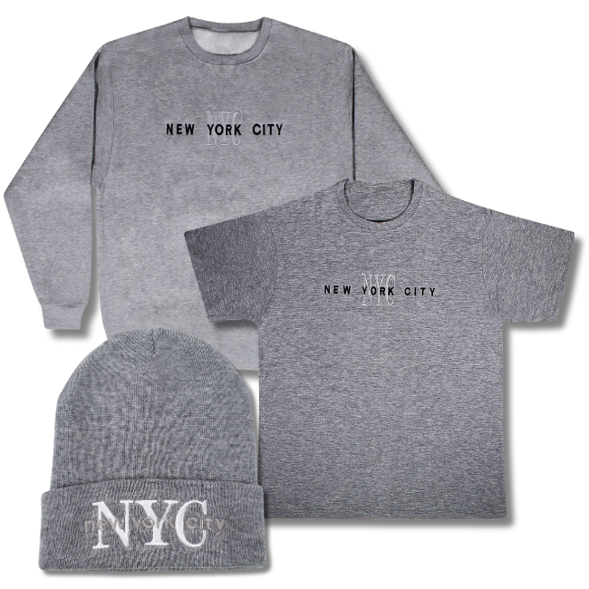 Embroidered New York City Shirt, Sweatshirt & Beanie Combo (4 Colors) | NYC Fashion