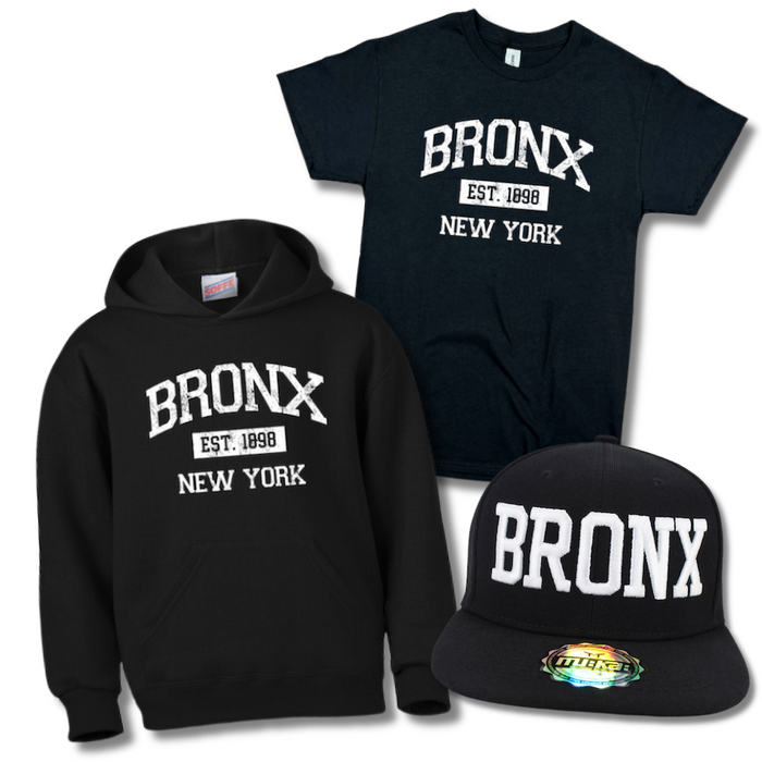 Vintage Est. 1898 BRONX Shirt, Hoodie & Hat Bundle (3-Piece Set)