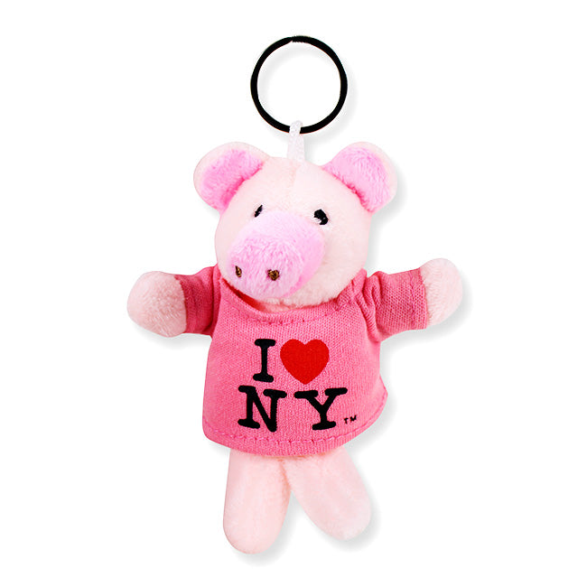 Stuffed I Love NY Souvenir Piglet Keychain | I Love New York Gift