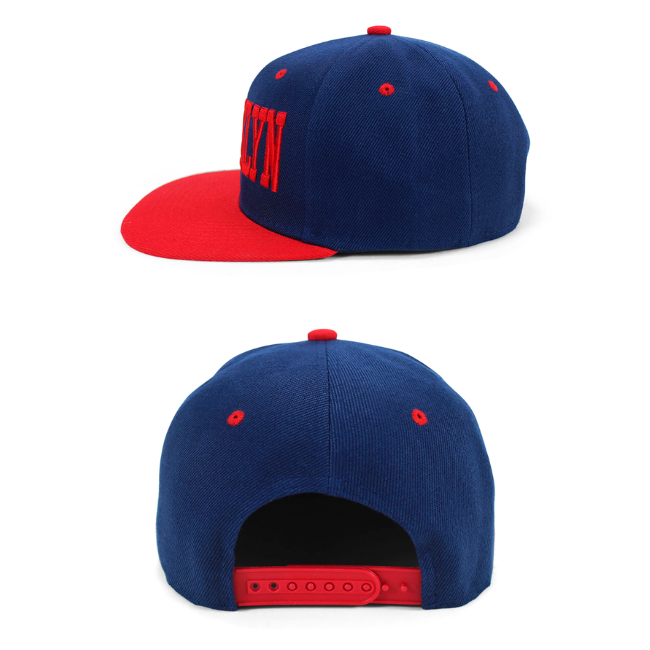 Navy/Red BROOKLYN Embroidered Snapback Hat | BROOKLYN Hat