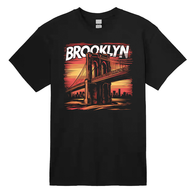 Heavy Cotton Sunrise Brooklyn Bridge T Shirt (6 Sizes)