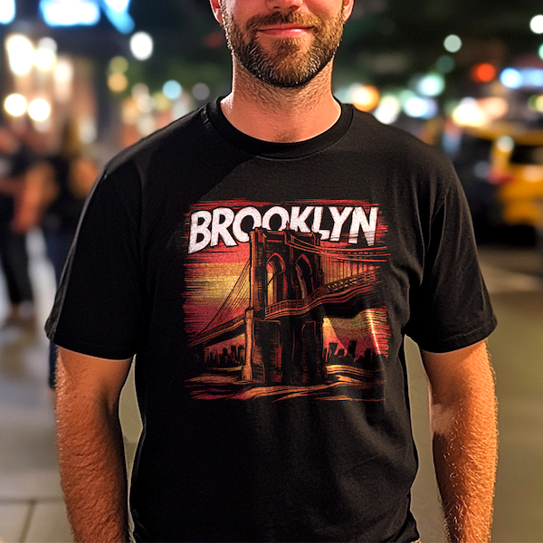 Heavy Cotton Sunrise Brooklyn Bridge T Shirt (6 Sizes)