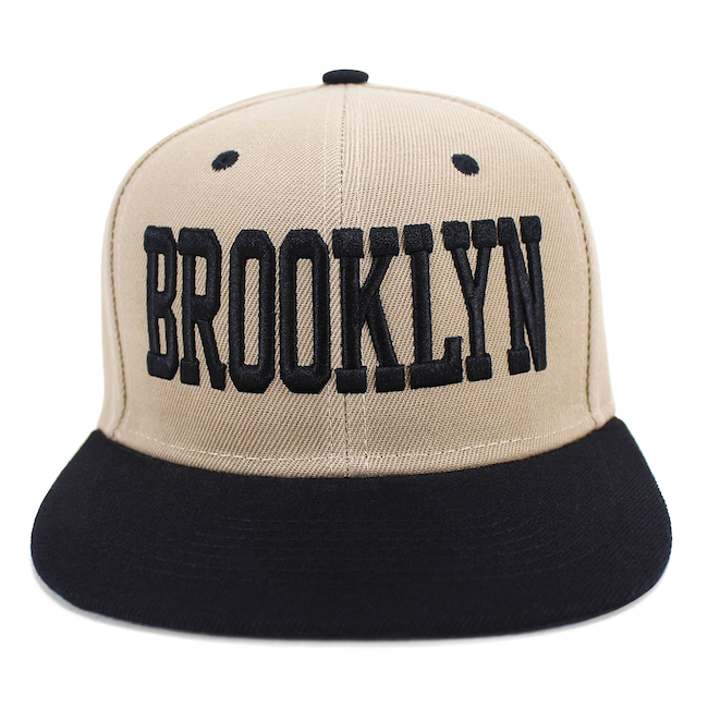 Sand/Black BROOKLYN Embroidered Snapback Hat | BROOKLYN Hat