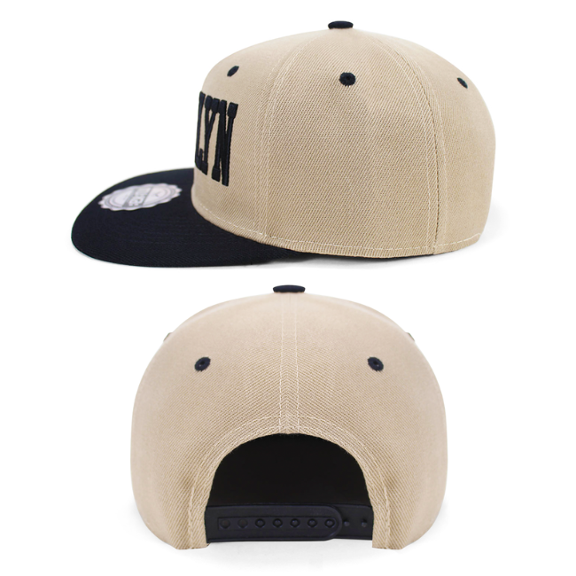 Sand/Black BROOKLYN Embroidered Snapback Hat | BROOKLYN Hat