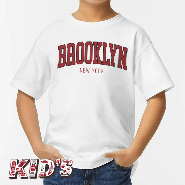 Kid's Classic College Red Brooklyn T-Shirt (2 Colors) (Ages 3 to 14+)