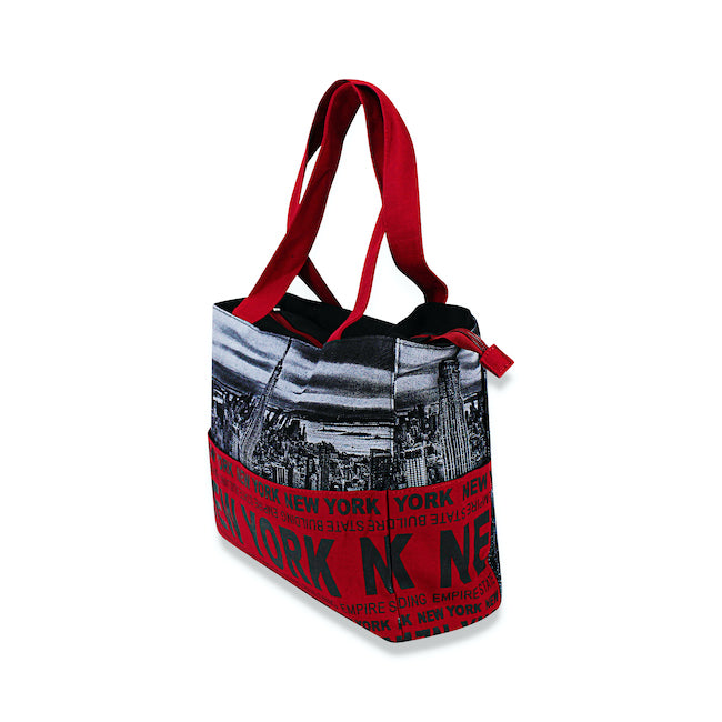Crimson Manhattan Skyline New York Totebag | New York Handbag | NY Purse (2 Sizes)