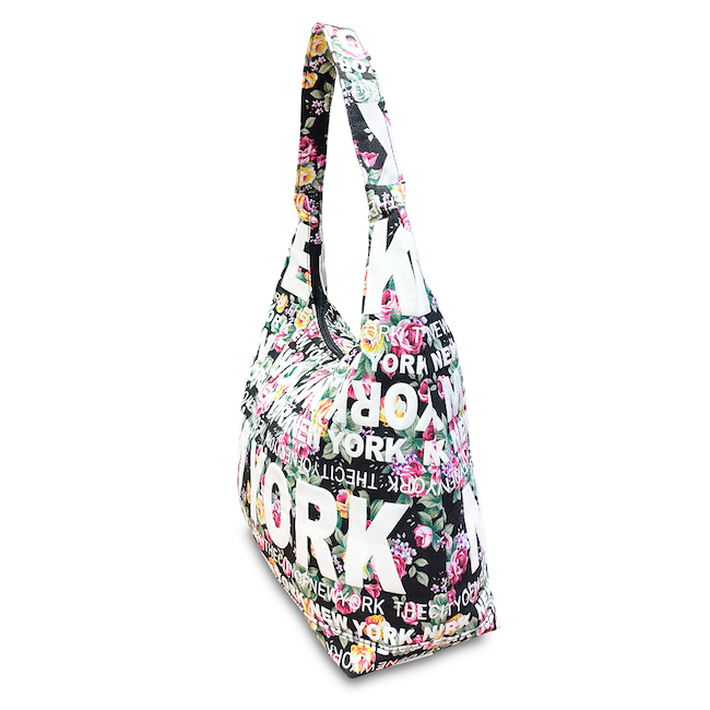 Puff Print Floral New York Handbag | Zip-up New York Tote (2 Colors)