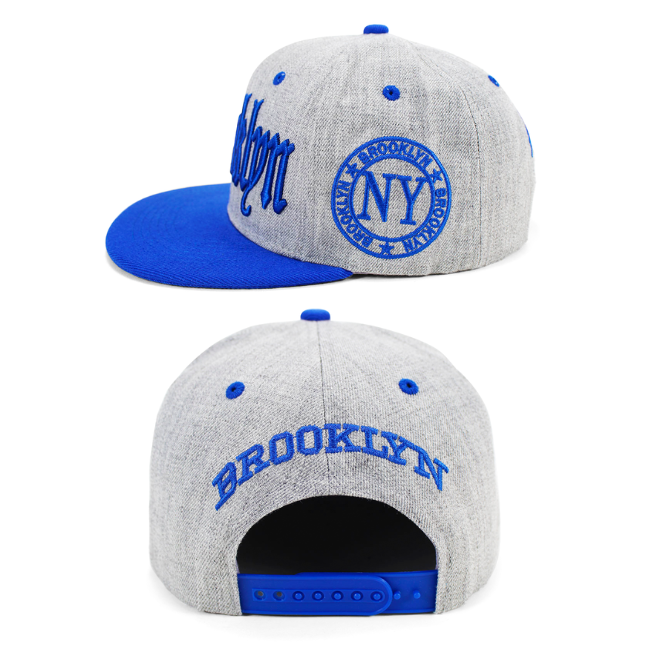 Grey Two-tone Brooklyn Snapback Flat Hat (6 Colors)