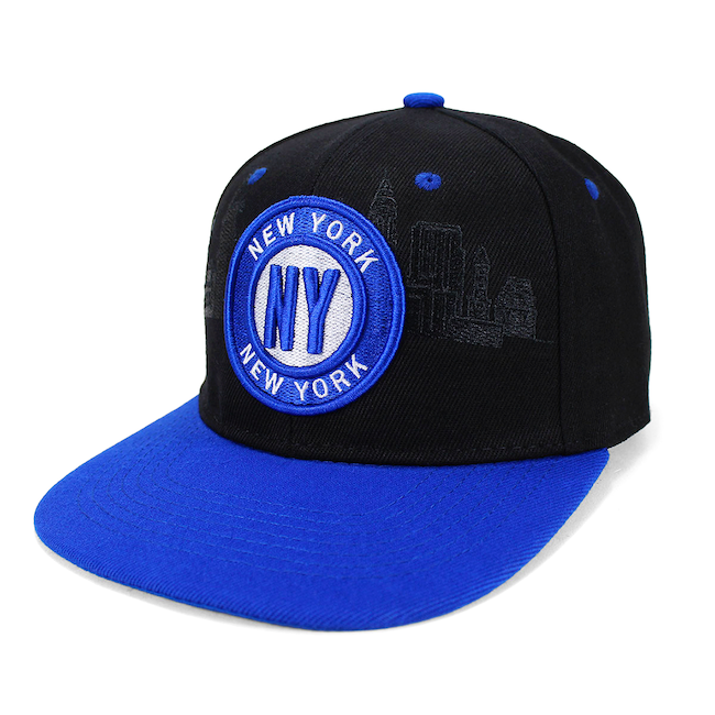 Embroidered Skyline NY Snapback Hat (Blue/Black)