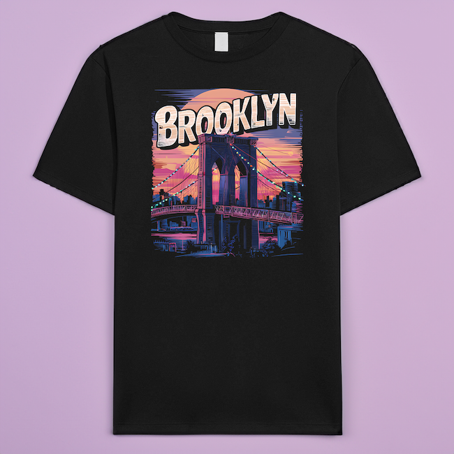 Heavy Cotton Sunset Brooklyn Bridge T Shirt (6 Sizes)