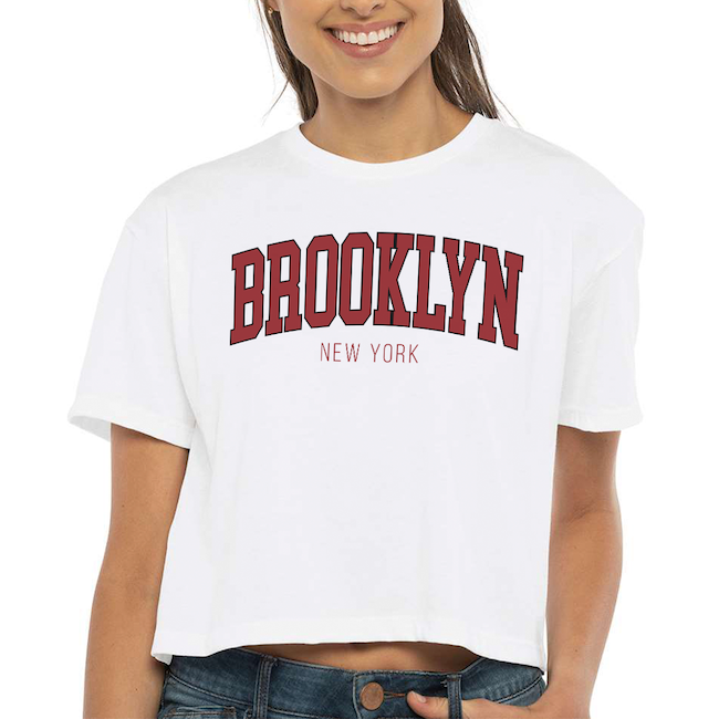 Ladies College Red Brooklyn Crop Top Shirt (2 Colors) | Brooklyn Shirt