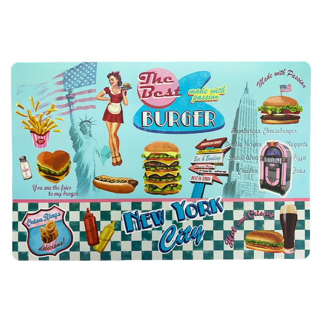 New York Burger Shop Kitchen Mat (17x11in)