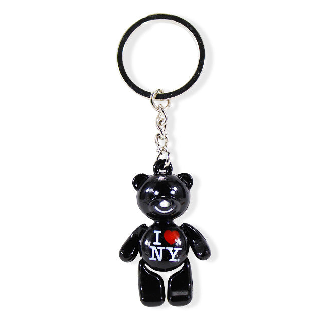 4D "I love NY" Teddy Bear Keychain W/ Mobile Limbs (8 Colors)
