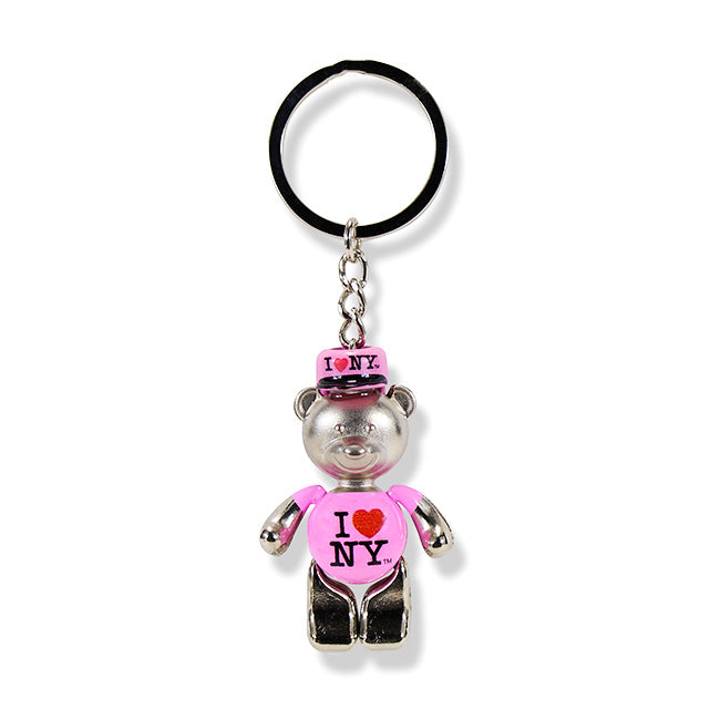 4D "I love NY" Teddy Bear Keychain W/ Mobile Limbs and Ball Cap