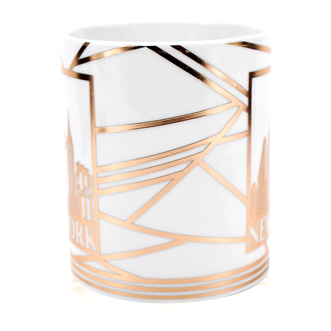 11oz White-Bronze MetalliScape: NY Edition – Iconic Lines New York Mug