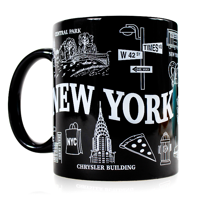 11oz Black & White Monuments & Staple Themes of New York Mug