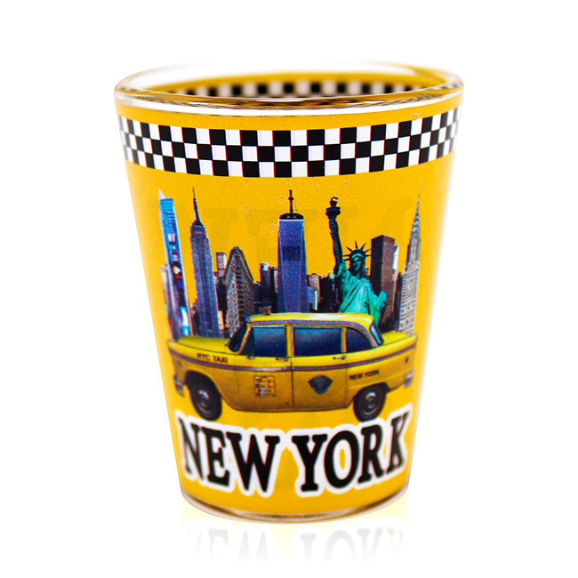 Yellow Cab Taxi New York Monuments Shot Glass
