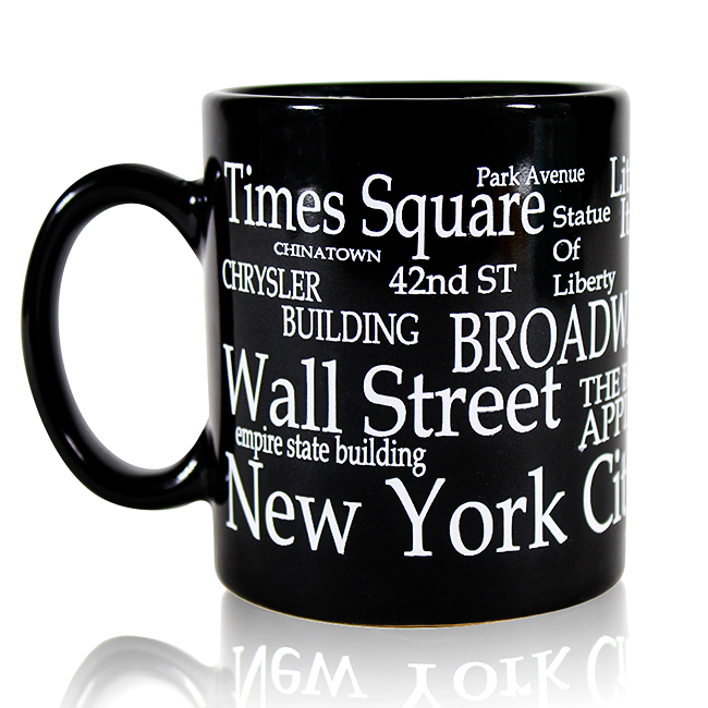 Black Ceramic Staple Themes & Titles of New York Cappuccino Mug