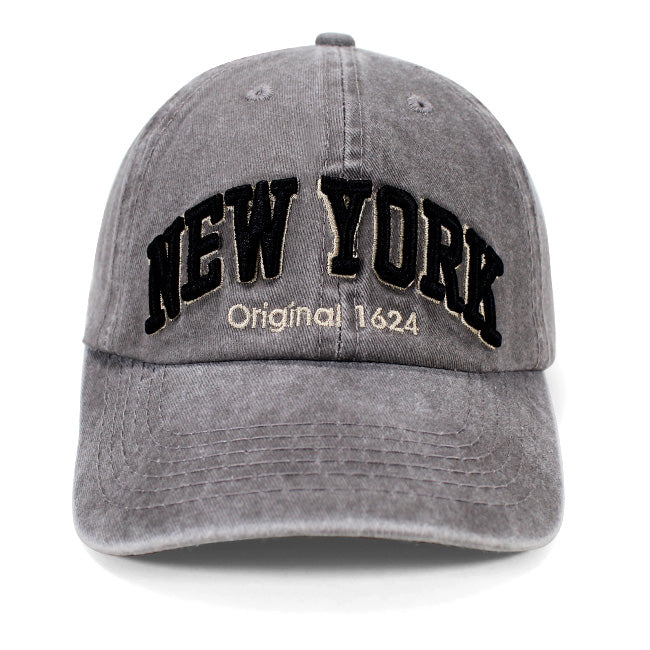 Grey Acid Wash Embroidered "New York" Hat | NYC Hat