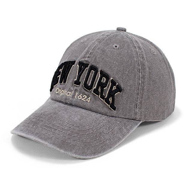 Grey Acid Wash Embroidered "New York" Hat | NYC Hat