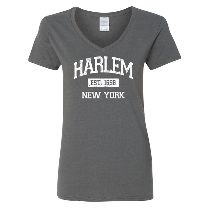 Ladies V-neck Vintage Est. 1658 HARLEM Shirt (6 Colors)[6 Sizes]