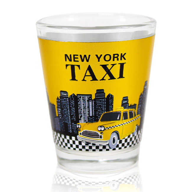 Yellow Cab Vibes: Holographic New York Taxi-Themed Shot Glass