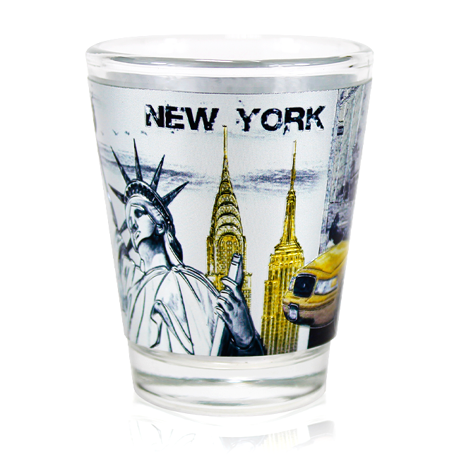 Urban Glow: Holographic New York Shot Glass