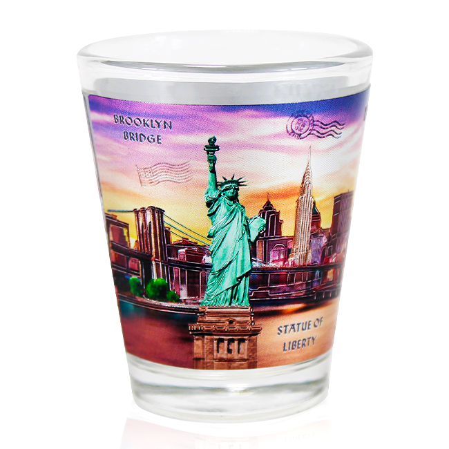 Luminocity Elixir: Holographic NYC Skyline Shot Glass