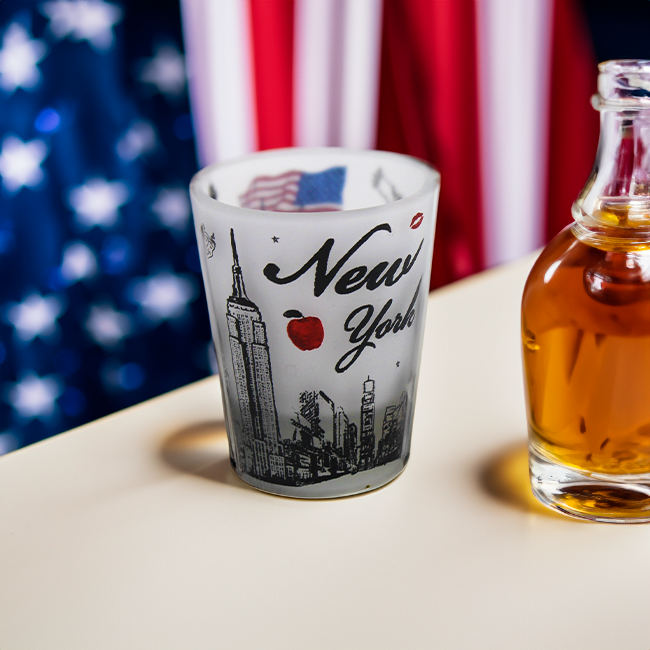 NYC Patriotic Frosted Shot Glass