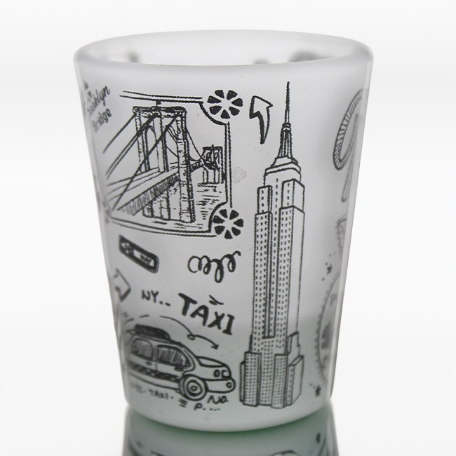 New York Sketch Style Shot Glass: Iconic City Themes