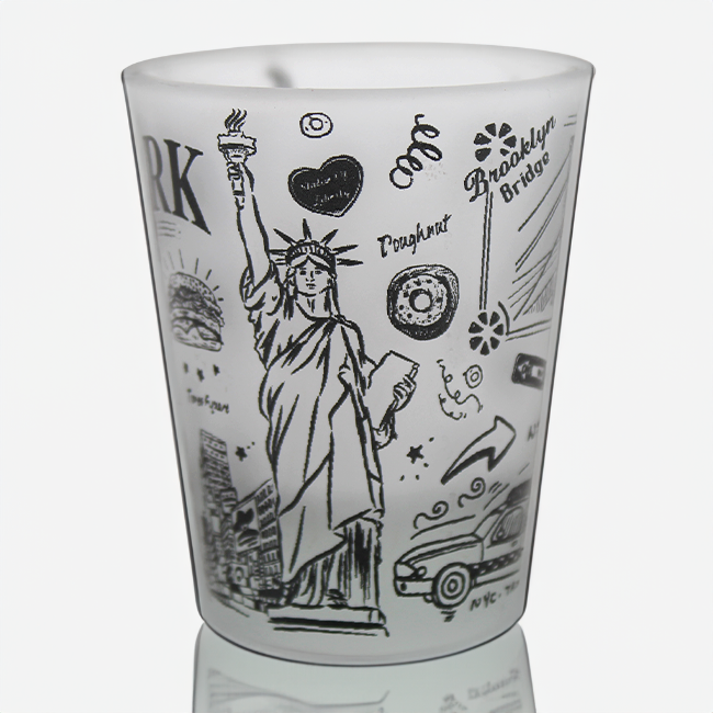 New York Sketch Style Shot Glass: Iconic City Themes