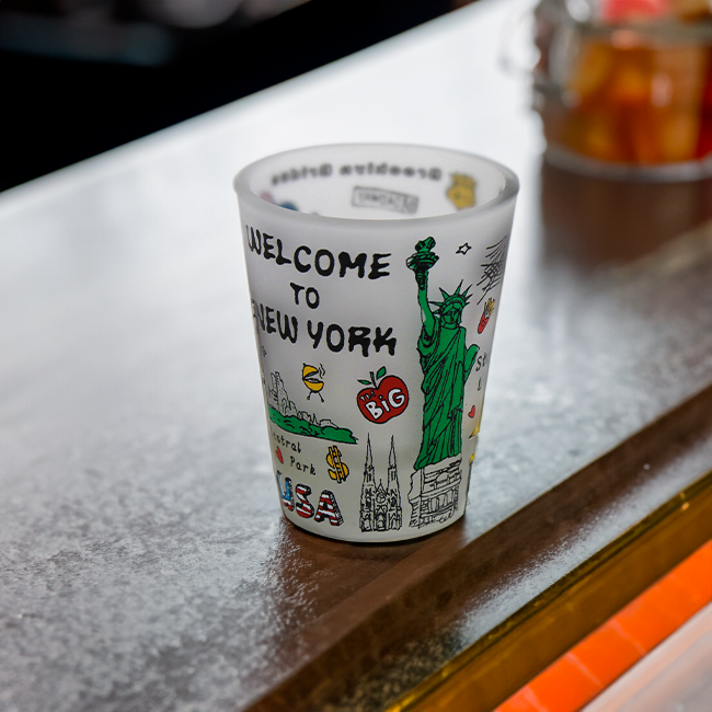 Welcome to New York Staple Themes Frosted Shot Glass
