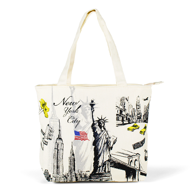 Skyline Sketch Elegance: Liberty Edition Canvas Handbag (10x12")