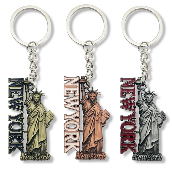 Full Metal Statue of Liberty New York Keychain Set