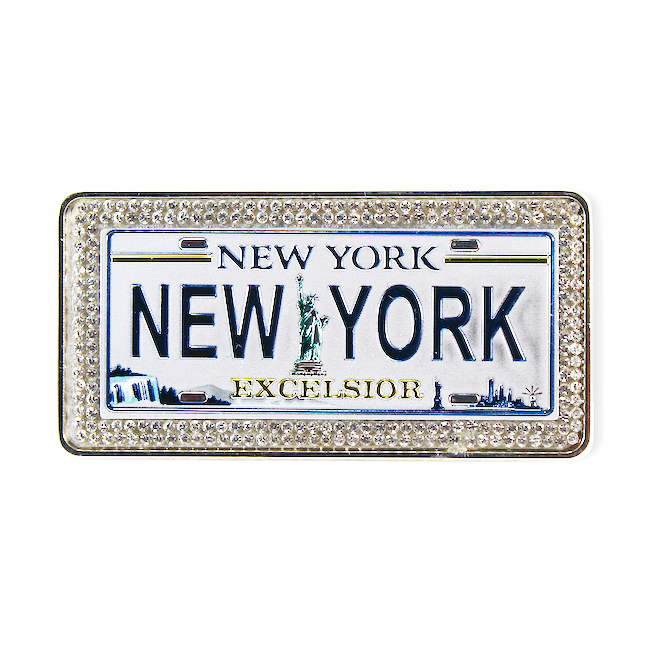Rhinestone Holographic License Plate New York Magnet