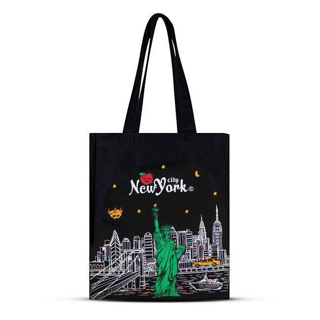 Long Handle Liberty Skyline "NEW YORK"  Canvas New York Totebag | New York Handbag | NYC Gifts (2 Colors)