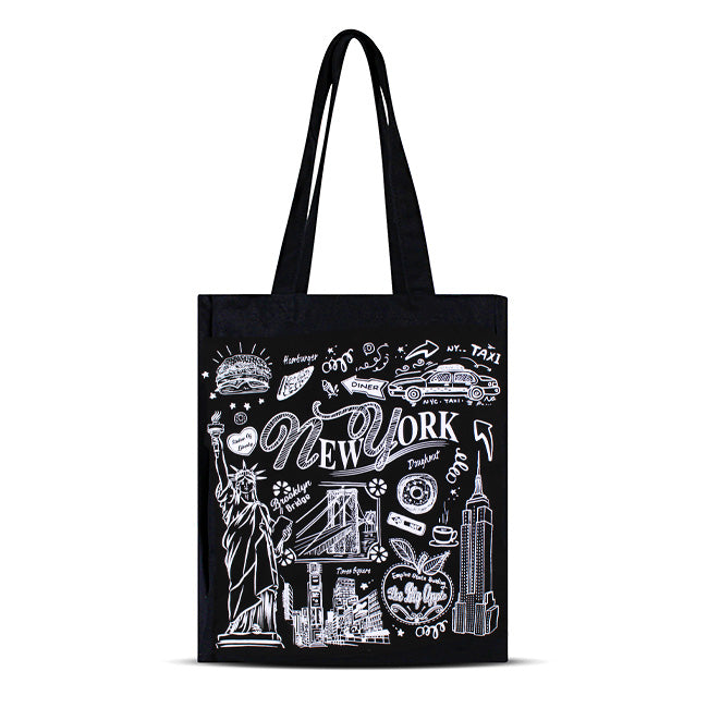 Black Staple Monument Themes of New York Tote (17x14in)