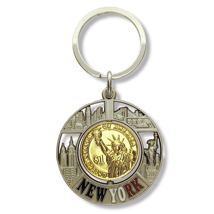 Gold Dollar Landmarks of New York 360 Coin Keychain
