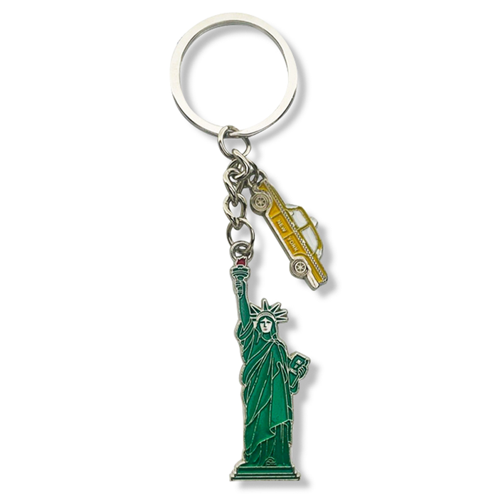 Premium Embossed Statue of Liberty Keychain (Dual Charm)