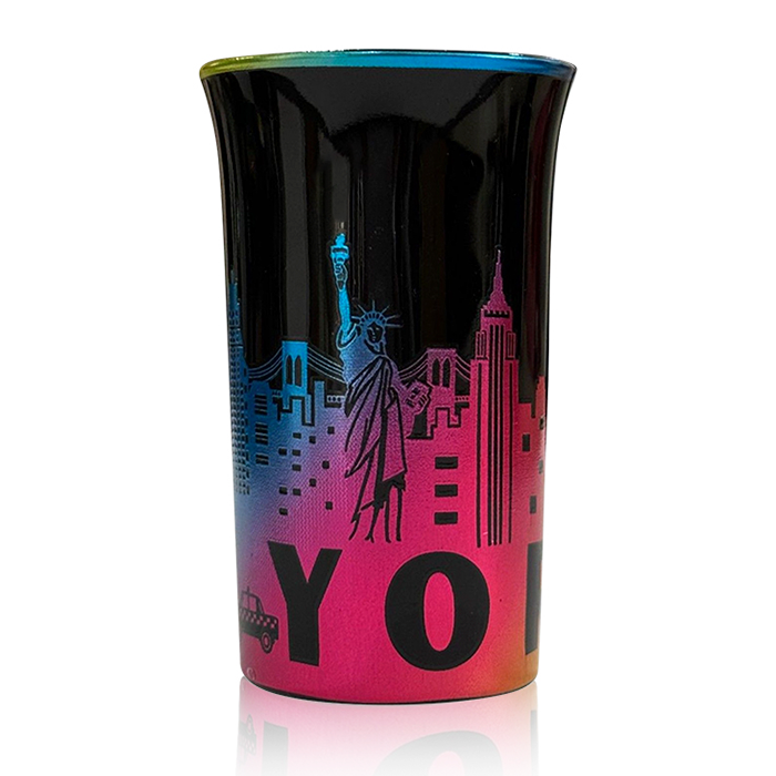 Neon Color Fade Glossy New York Skyline Shot Glass