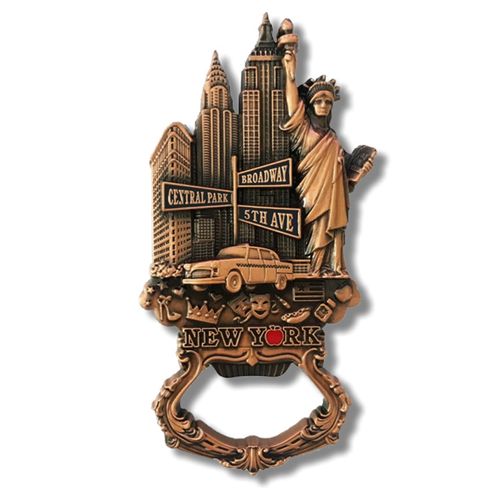 Metal Famous Monuments of New York Bottle Opener Magnet (3 Colors)