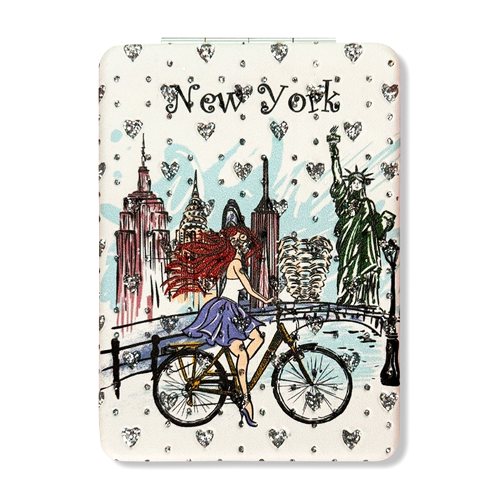 Girl's Stone Studded Artsy New York Compact Mirror
